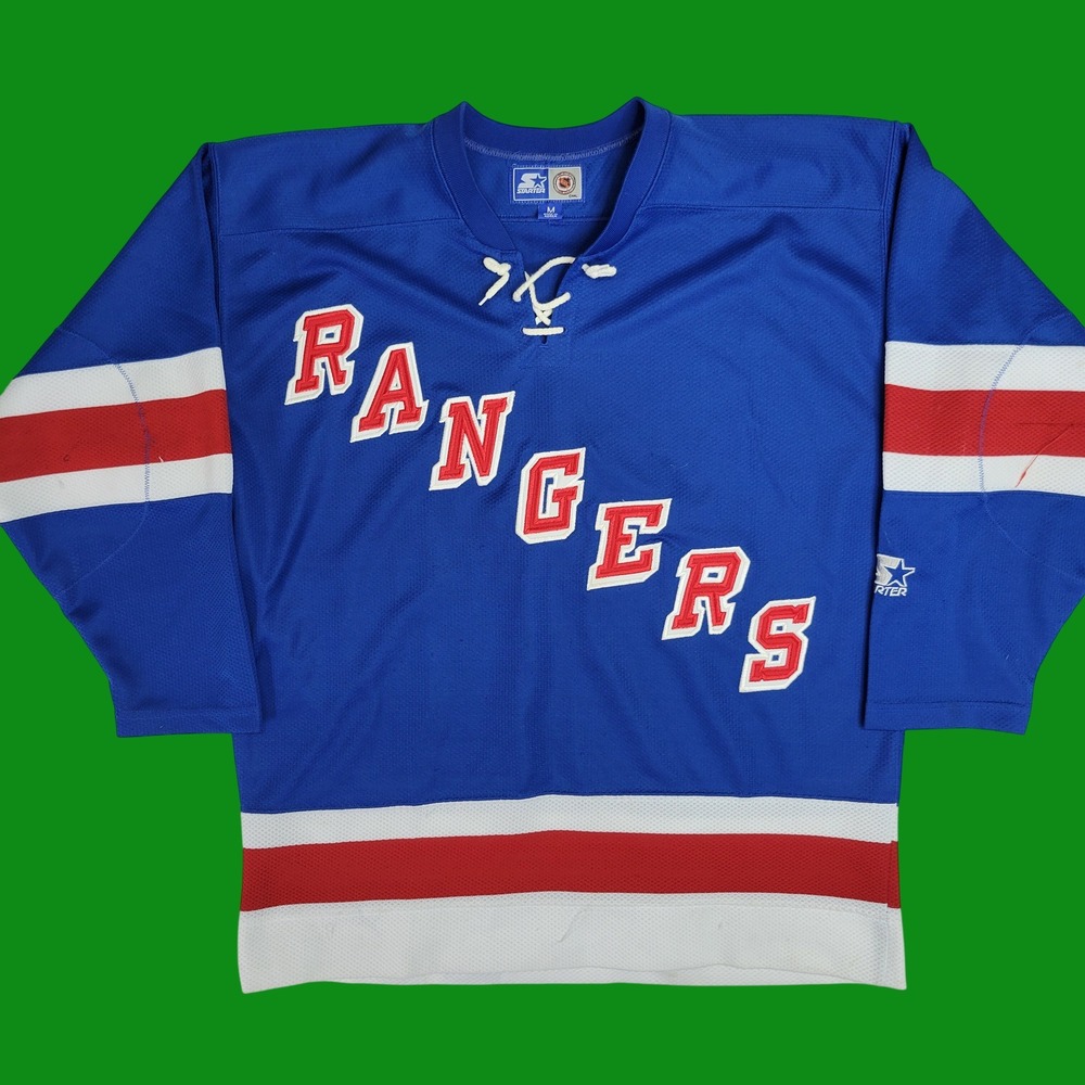 Vintage Starter NHL‎ New York Rangers Hockey Jersey Blue Lace Up Mens Medium